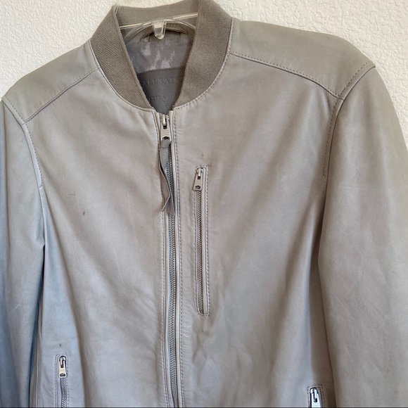 Men’s All Saints MIKO bomber leather zip jacket - Picture 6 of 7